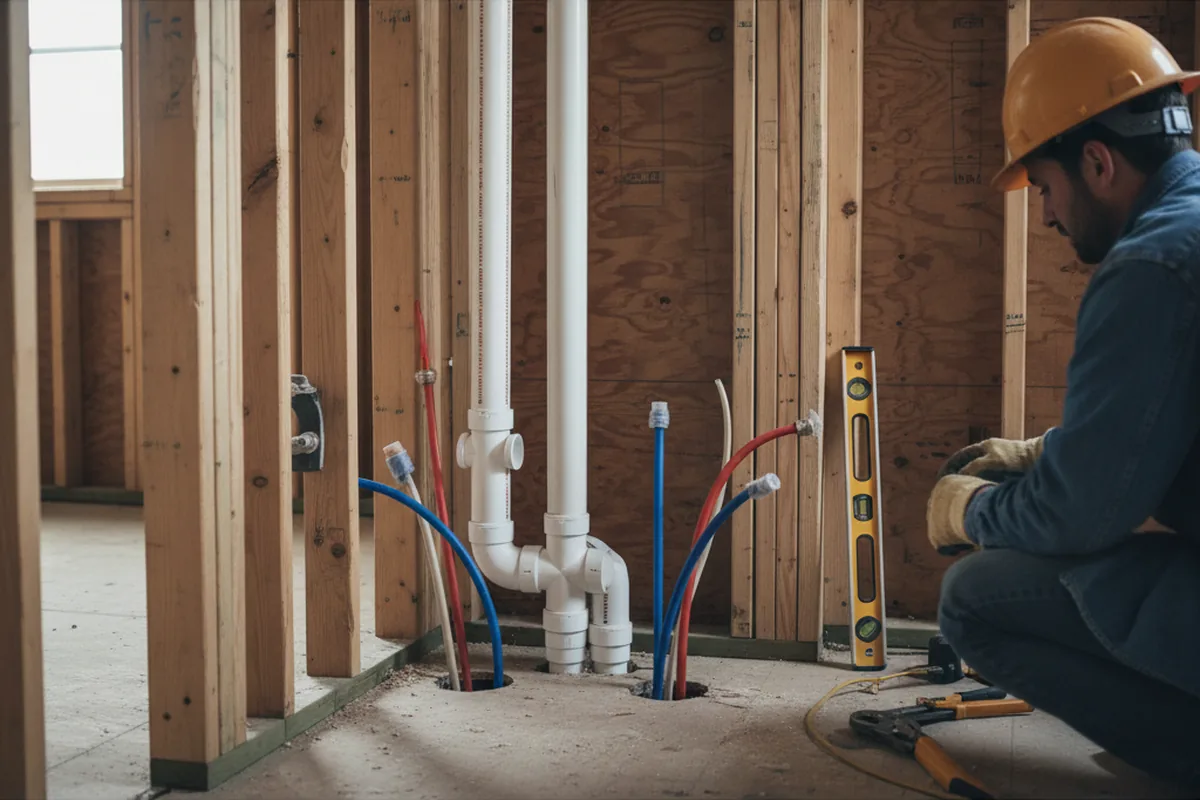 Drain and supply rough-in during Toilet Repair and Installation in Clarksburg
